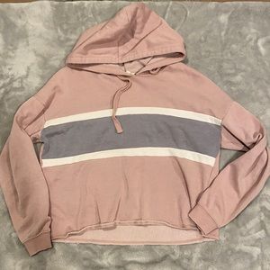 pink and grey stripe hoodie